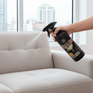 Tapiglow aplicado sobre la tapiceria de un sofa
